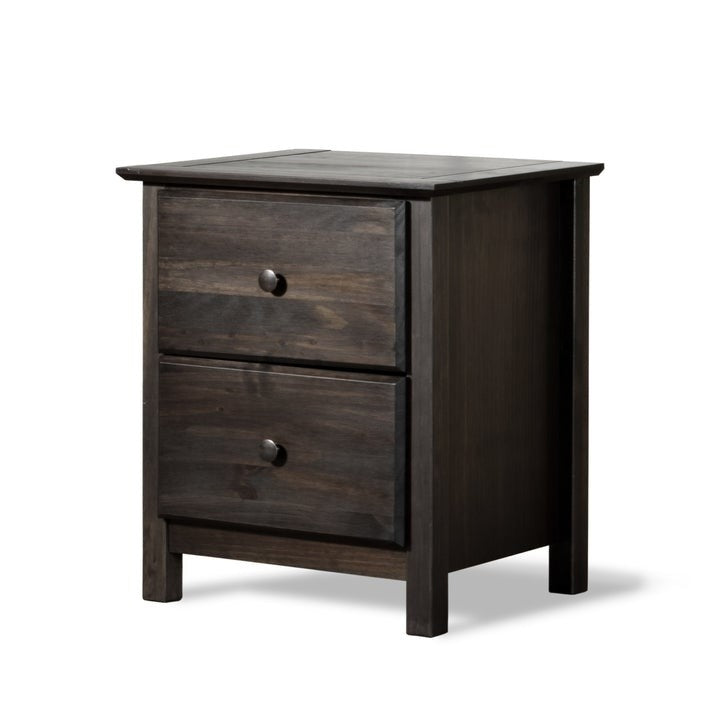 Farmhouse Solid Pine Wood 2 Drawer Nightstand in Espresso — Chic Home-Decor