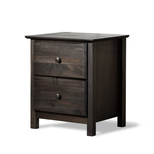 Farmhouse Solid Pine Wood 2 Drawer Nightstand in Espresso — Chic Home-Decor