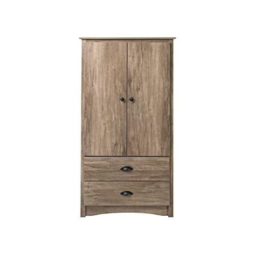 FarmHome Rustic 2 Drawer Bedroom Storage Armoire Grey Oak — Chic Home-Decor