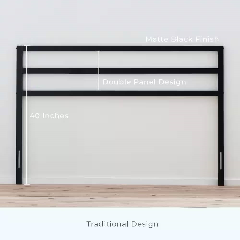 Full size Sturdy Modern Black Metal Headboard