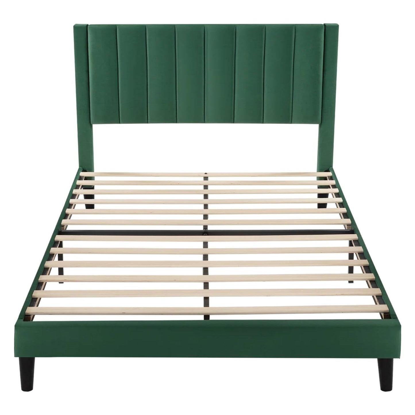 Full size Green Velvet Upholstered Platform Bed Frame with Headboard