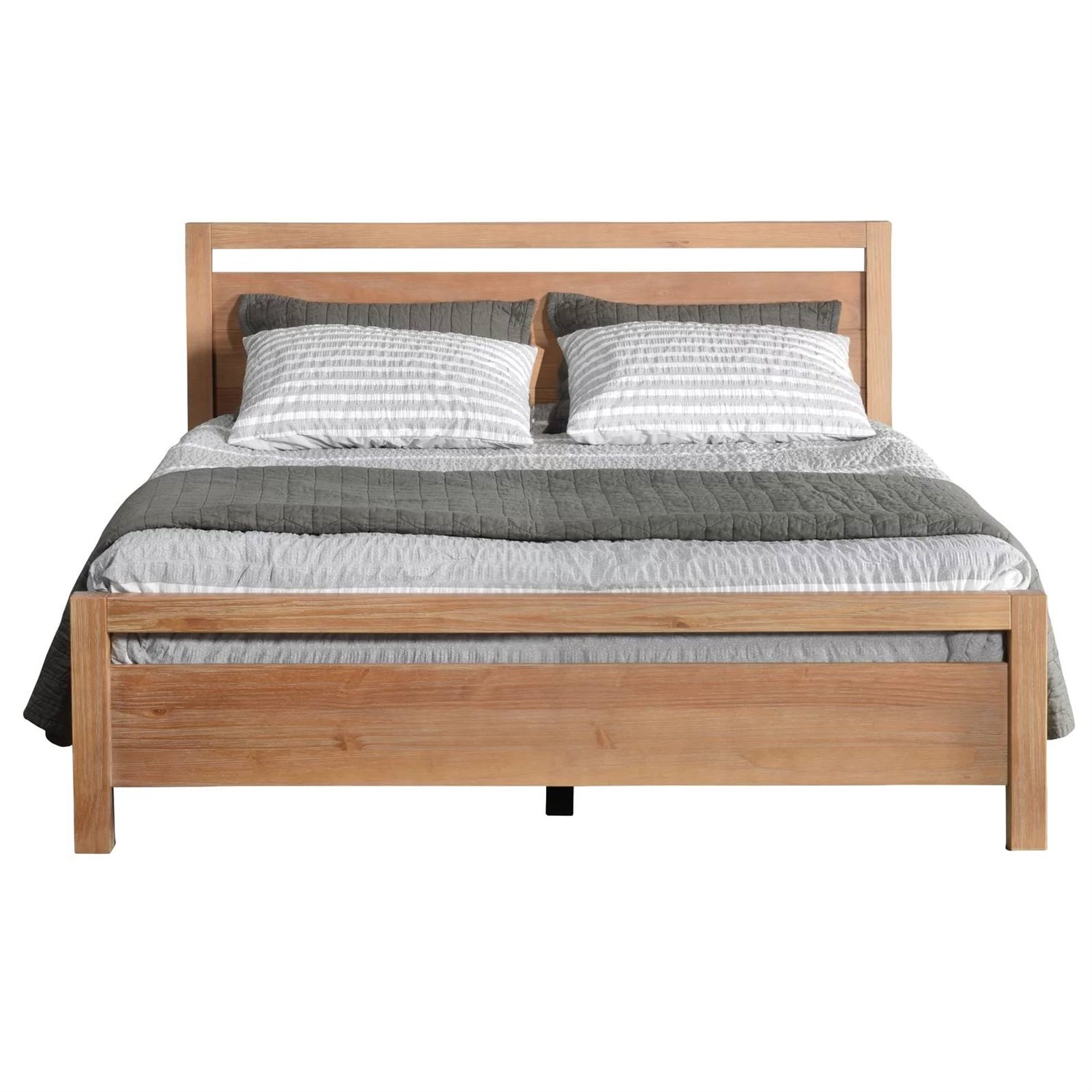 Full size Farmhouse Solid Wood Platform Bed Frame with Headboard Footboard — Chic Home-Decor