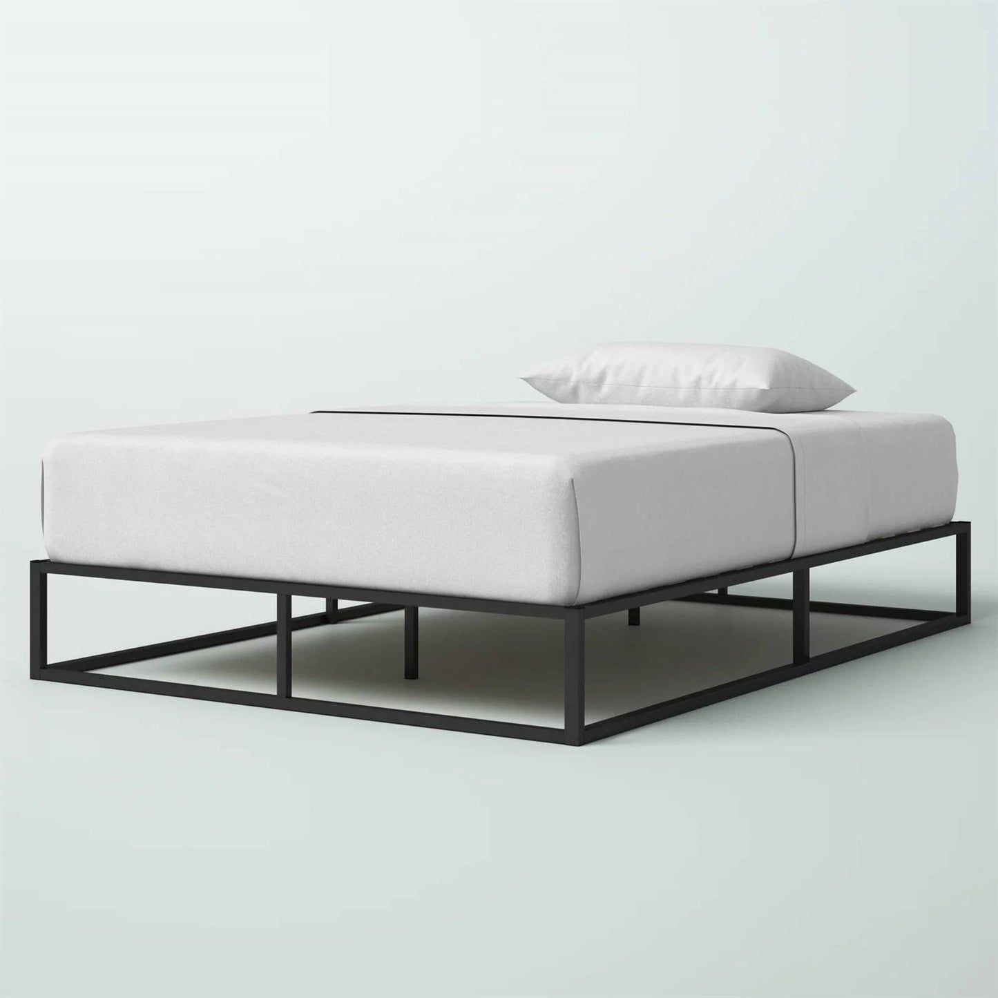 Full size 10-inch Low Profile Modern Metal Wood Slat Platform Bed Frame