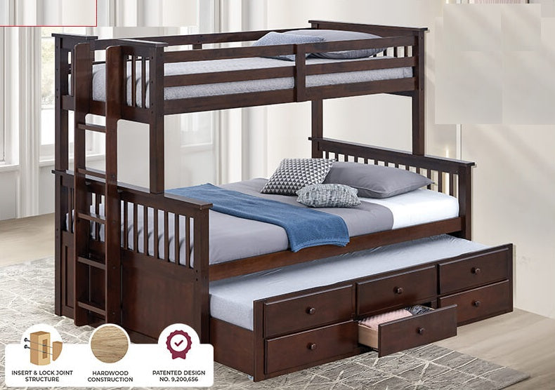 Univeersity Cottage Trundle With 3 Drawers, Dark Walnut