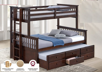 Univeersity Cottage Trundle With 3 Drawers, Dark Walnut