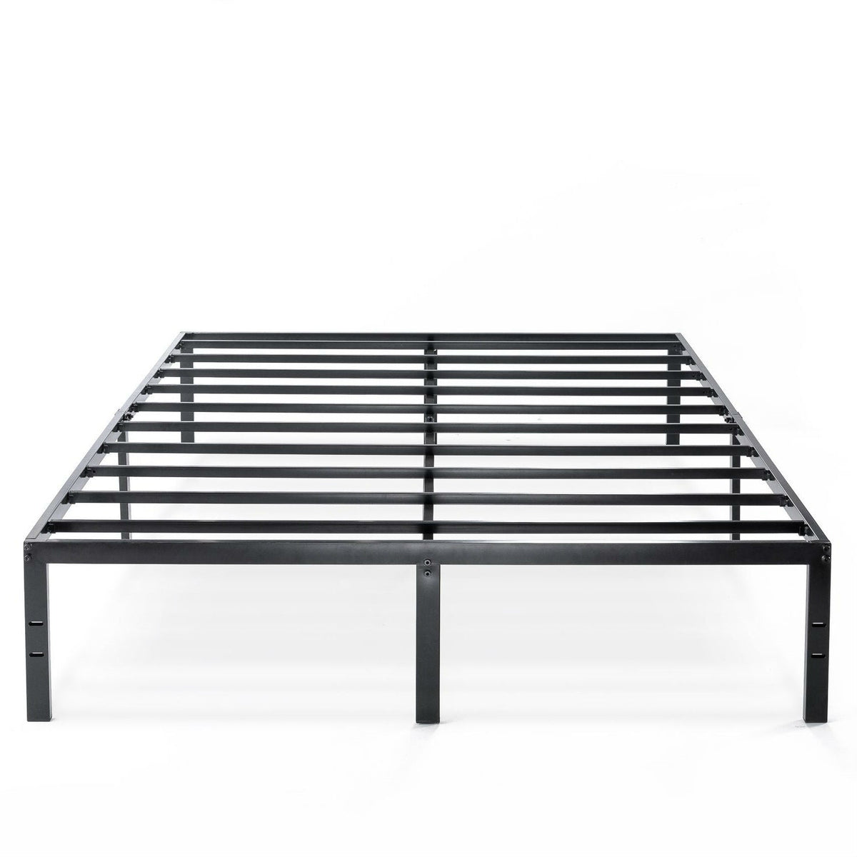 Black Metal Platform Bed Frame with Headboard Attachment Slots