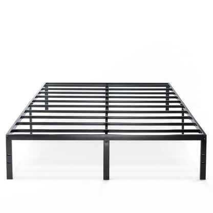 Black Metal Platform Bed Frame with Headboard Attachment Slots