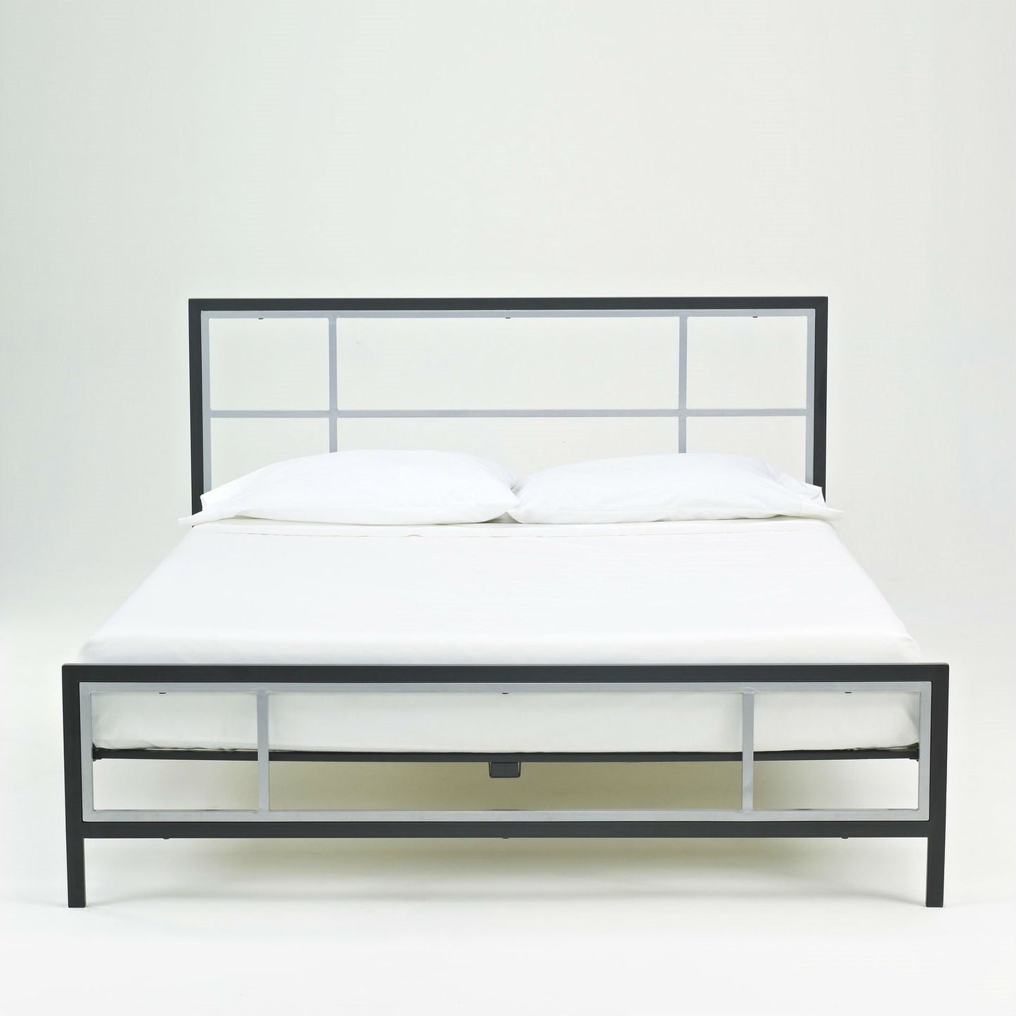 Full size Modern Metal Platform Bed Fame with Headboard Footboard and Wood Slats