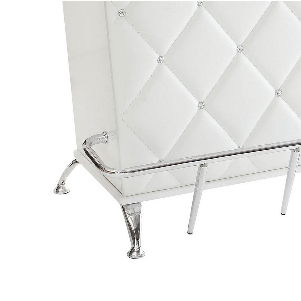 Contemporary Style Leatherette Padded Bar Table With Button Tufting, White