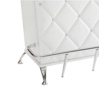 Contemporary Style Leatherette Padded Bar Table With Button Tufting, White