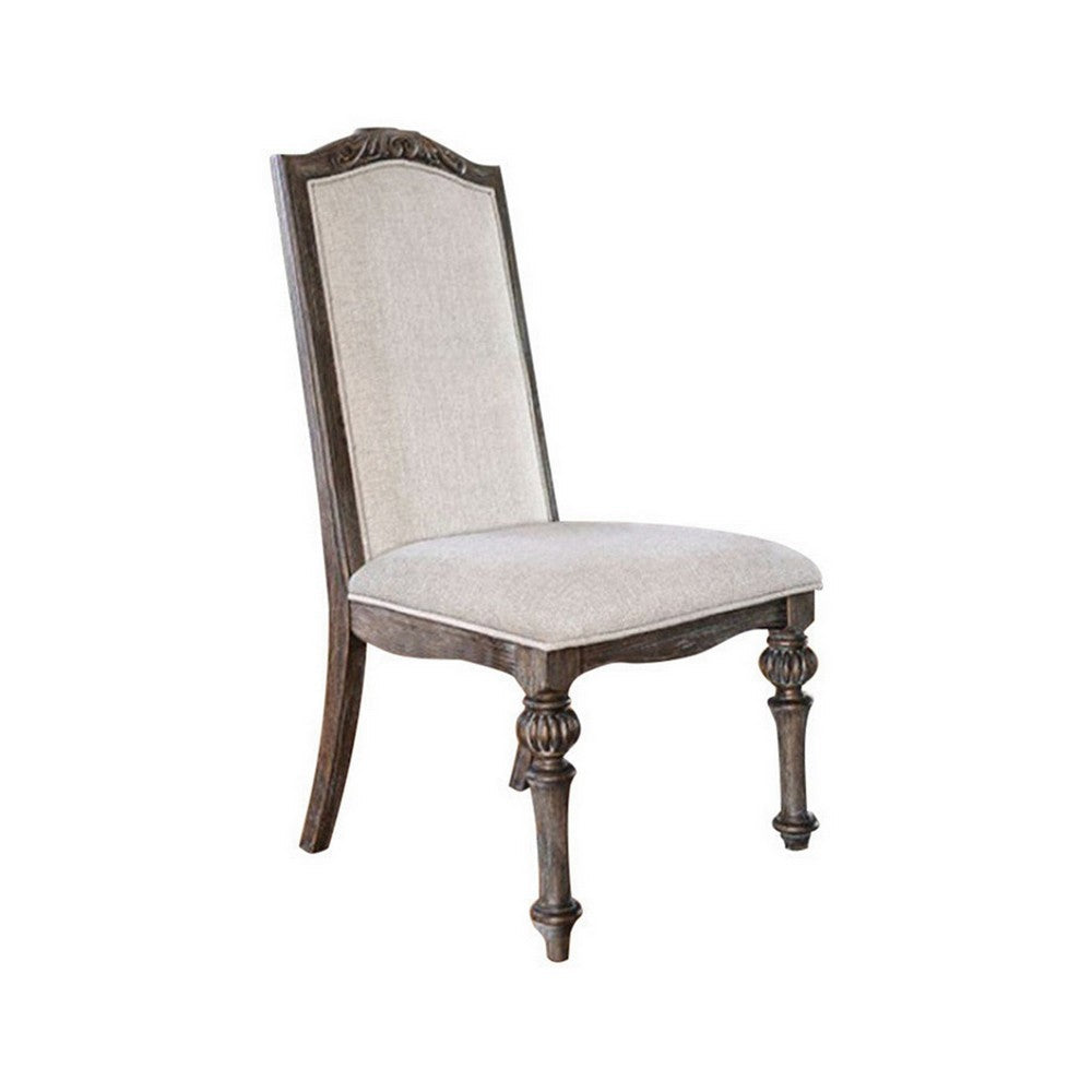 BM166216 Fabric seat and Back upholstered Side chair, Rustic Brown, Pack of 2