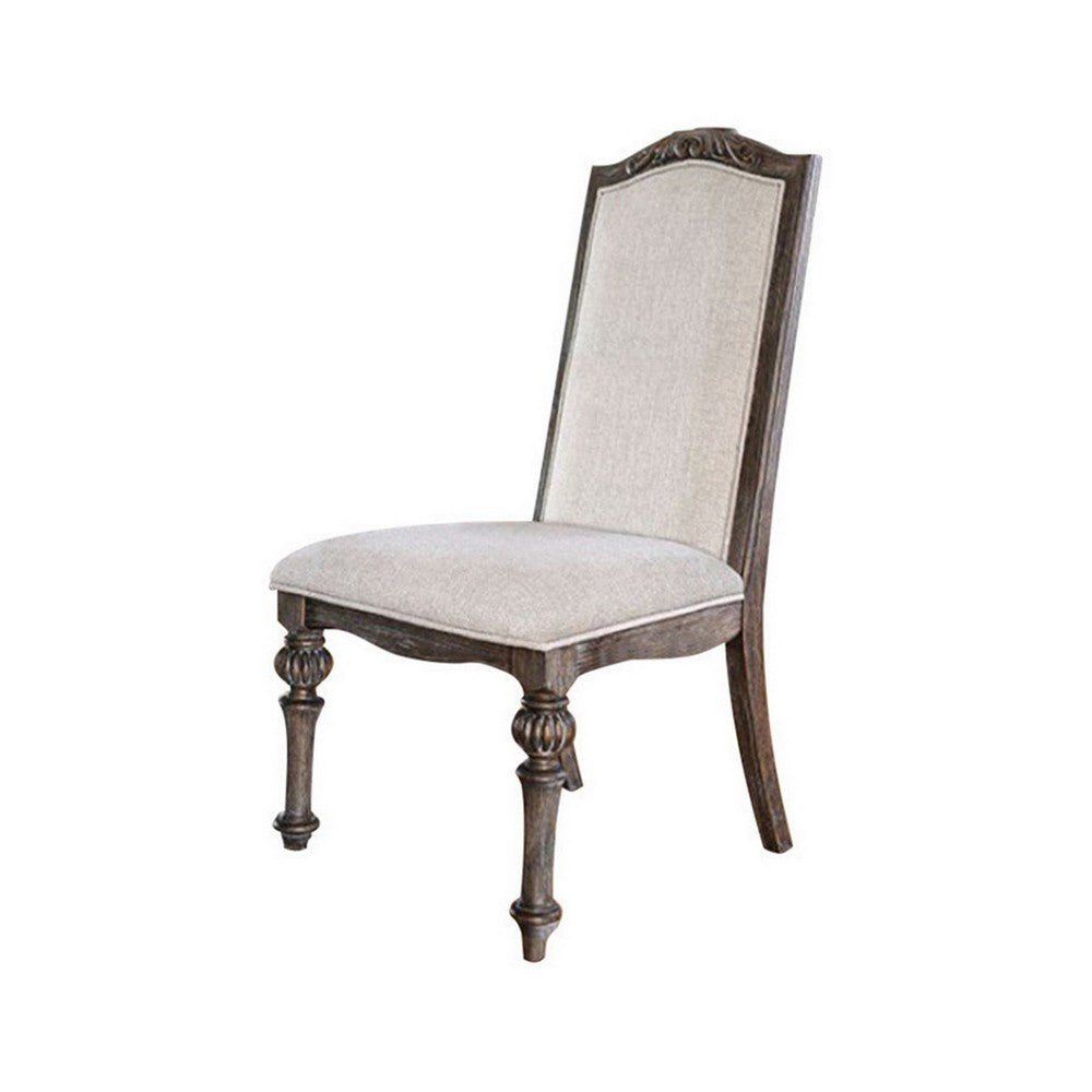 BM166216 Fabric seat and Back upholstered Side chair, Rustic Brown, Pack of 2