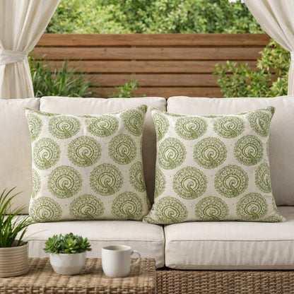 FIFI Contemporary Big Pillow With pattern Fabric, Green Finish