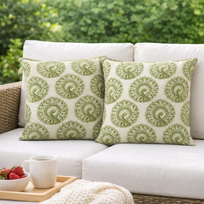 FIFI Contemporary Big Pillow With pattern Fabric, Green Finish