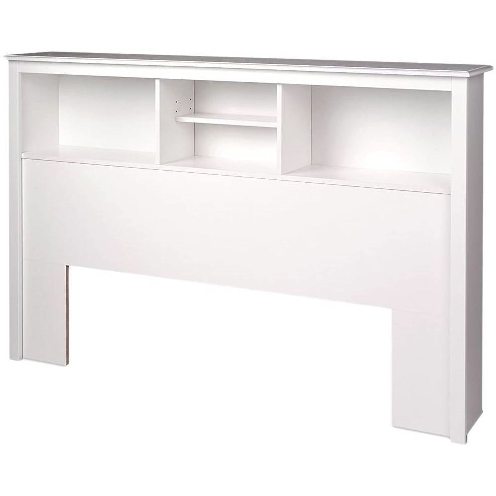 Full / Queen size Stylish Bookcase Headboard in White Wood Finish — Chic Home-Decor