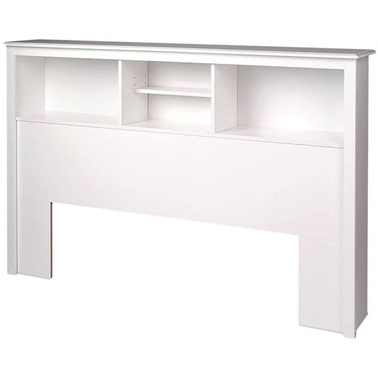Full / Queen size Stylish Bookcase Headboard in White Wood Finish — Chic Home-Decor