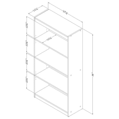 4-Shelf Simple Modern Bookcase Storage Shelf in Grey/Black Wood Finish