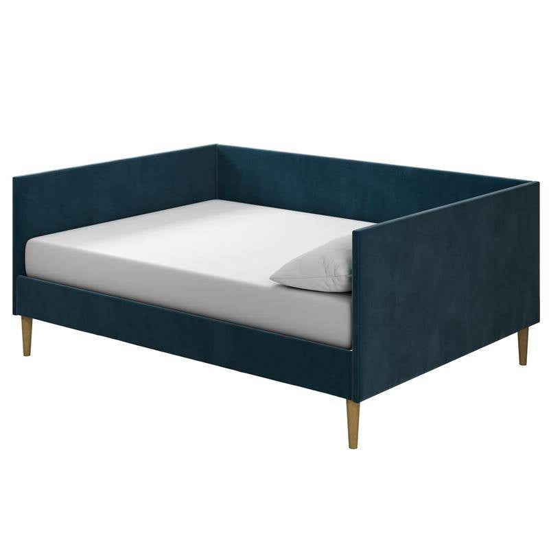 Full size Modern Navy Blue Upholstered Daybed — Chic Home-Decor