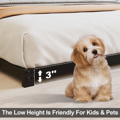 Full size 3-inch Low Profile Heavy Duty Metal Bed Frame in Matte Black