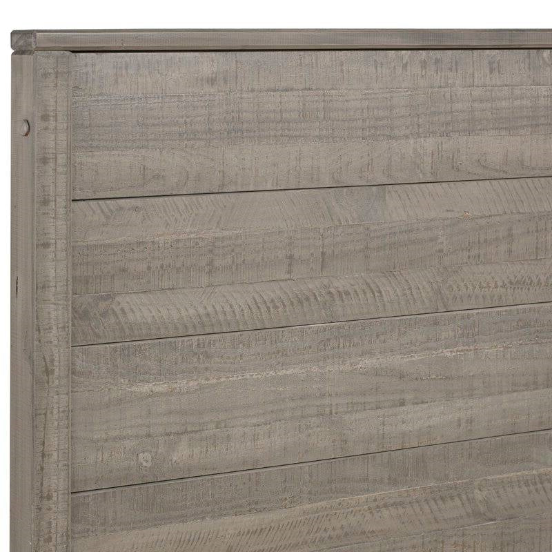 Full Solid Wooden Platform Bed Frame with Headboard in Grey Wood Finish