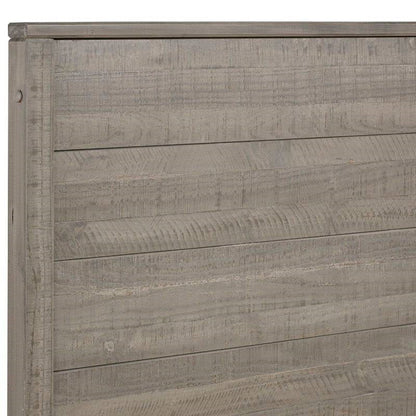 Full Solid Wooden Platform Bed Frame with Headboard in Grey Wood Finish