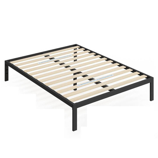 Full Black Metal Platform Bed Frame with Wood Slats - 700 lbs Weight Capacity — Chic Home-Decor
