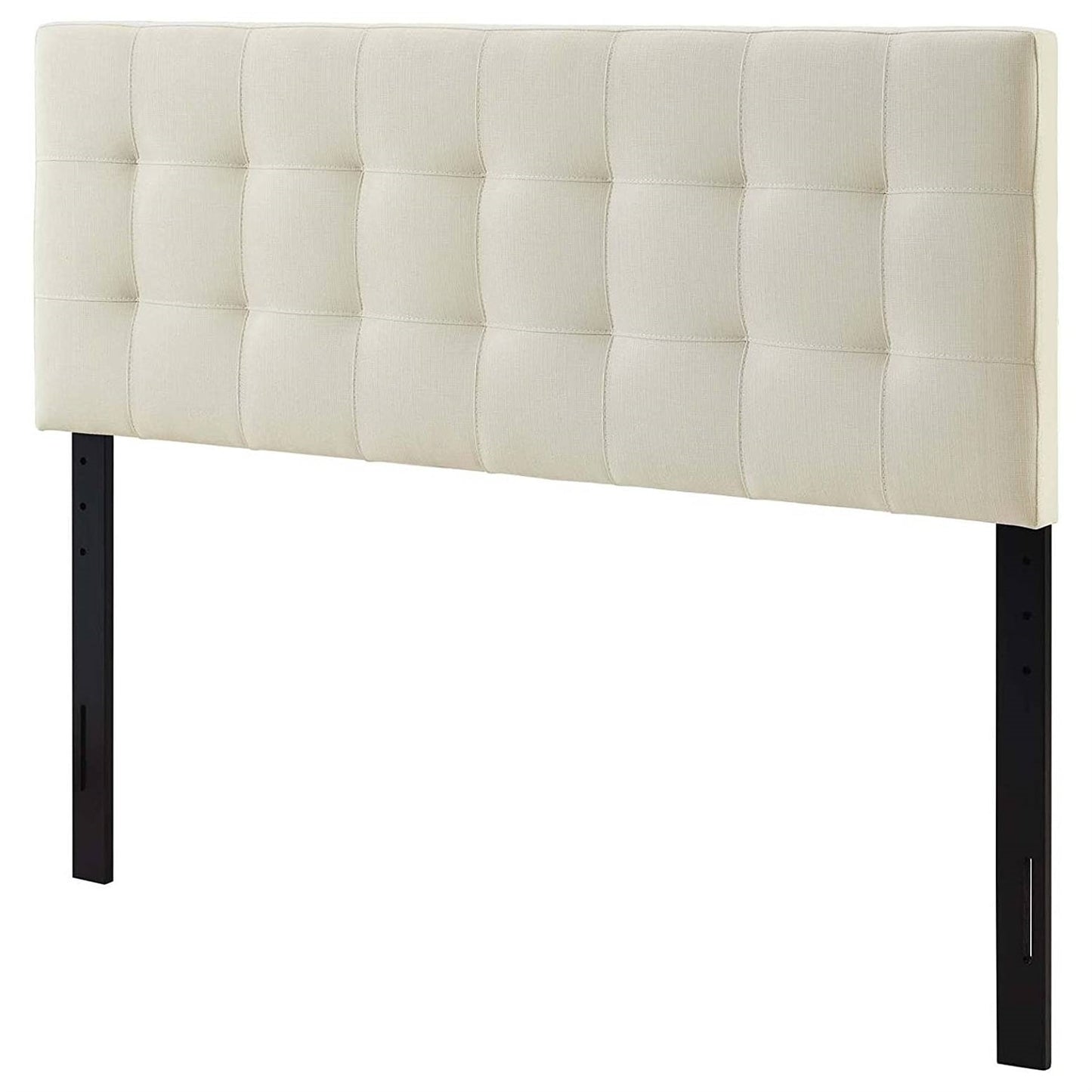 Full size Ivory Linen Fabric Upholstered Tufted Headboard — Chic Home-Decor
