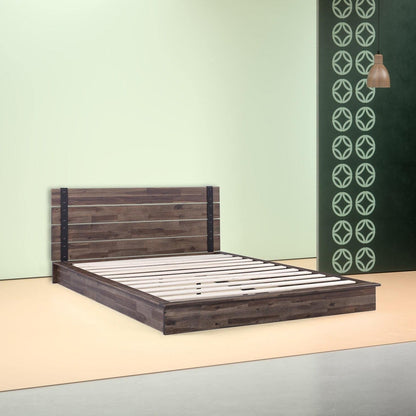Farmhouse Wood Industrial Low Profile Platform Bed Frame – Full