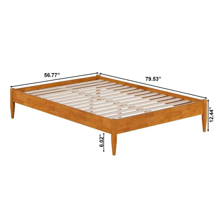 Full size Solid Hardwood Platform Bed Frame in Natural Wood Finish
