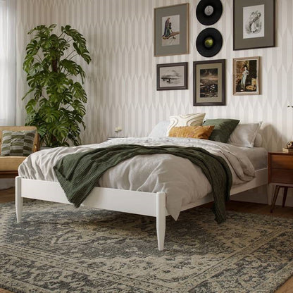 Full Size Solid Hardwood Victorian Style White Platform Bed