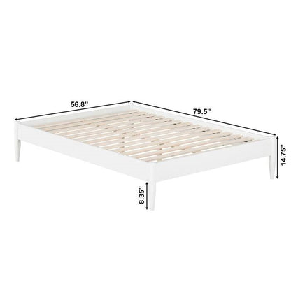 Full Size Solid Hardwood Victorian Style White Platform Bed