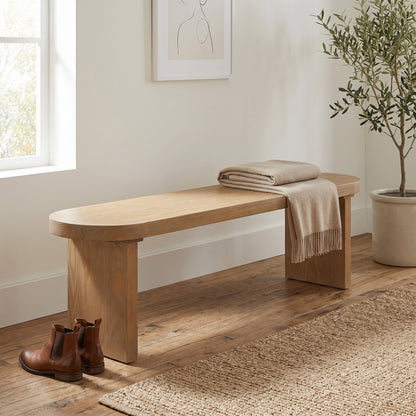 Industrial Dining Bench, Cross Brace Design Natural Brown Solid Wood
