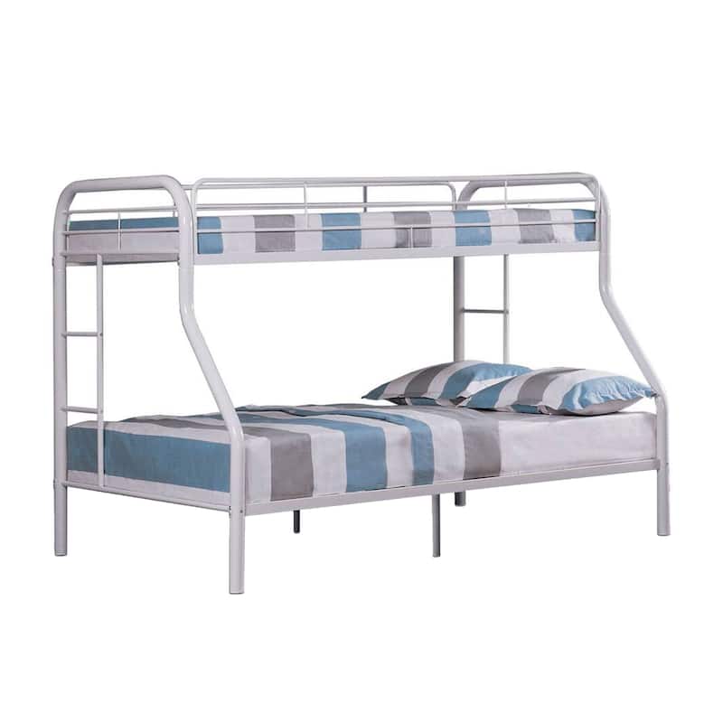 Fegy over Full Bunk Bed with Ladder and Rails, Metal Frame
