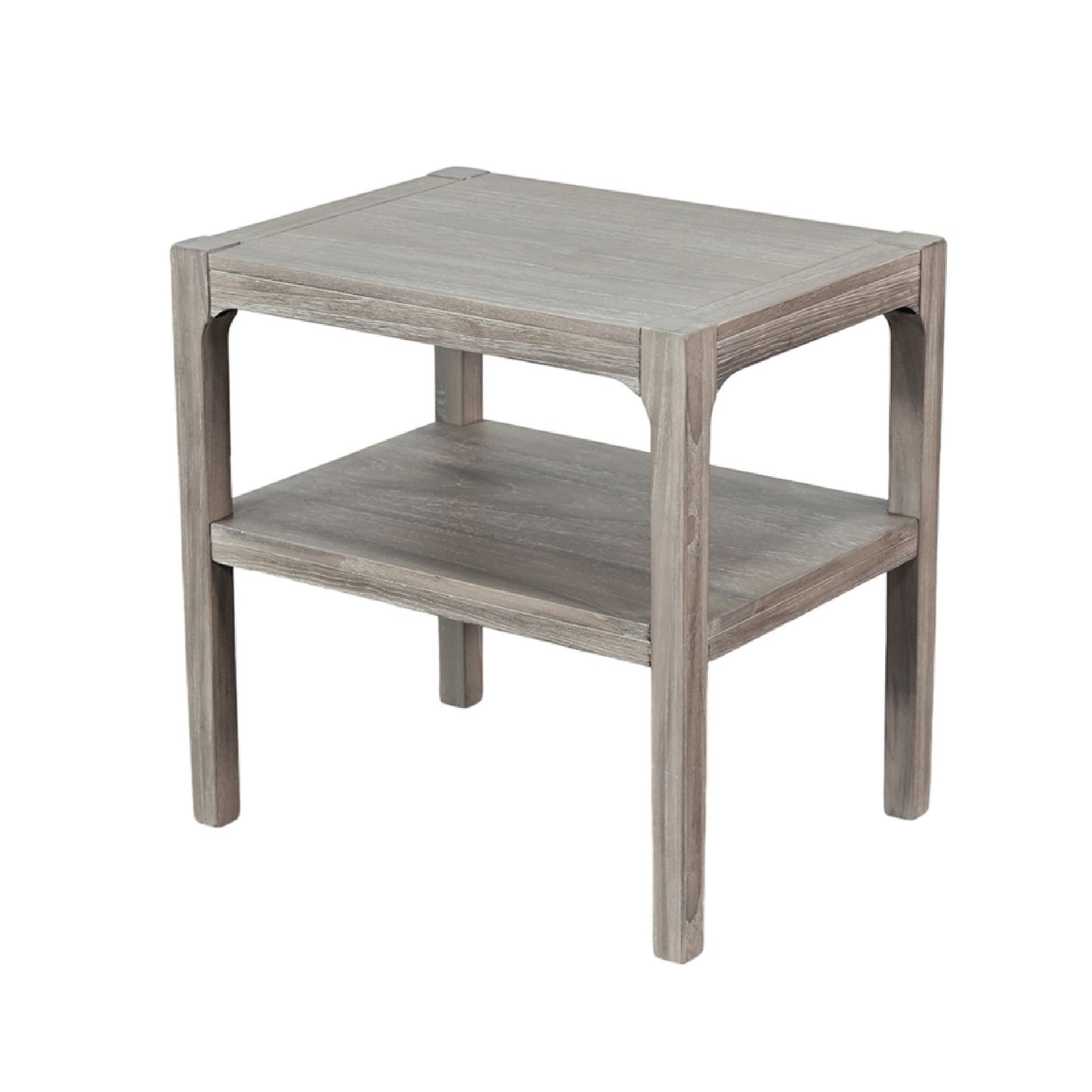 Fela Chair Side Table, 24 Inch Top with Open Shelf, Natural Brown