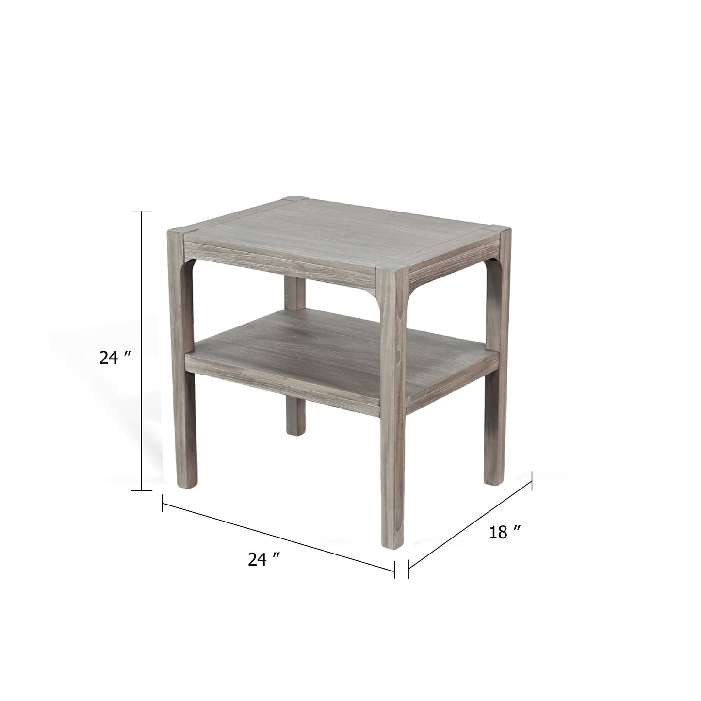 Fela Chair Side Table, 24 Inch Top with Open Shelf, Natural Brown