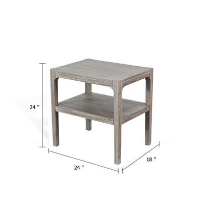 Fela Chair Side Table, 24 Inch Top with Open Shelf, Natural Brown
