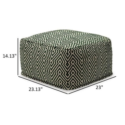 Fena 23 Inch Ottoman Pouf, Woven Pattern, Zipper Cotton Cover Black White