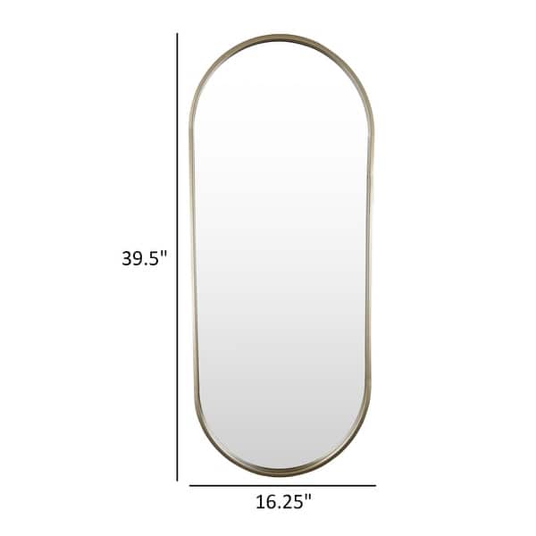 Fenny Wall Mounted Mirror Decor, Oval Shape, 16 x 40, Champagne Metal