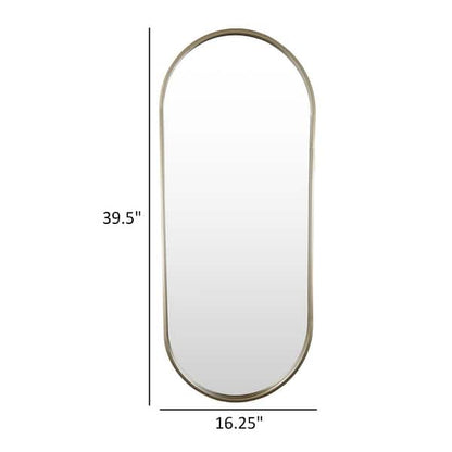 Fenny Wall Mounted Mirror Decor, Oval Shape, 16 x 40, Champagne Metal