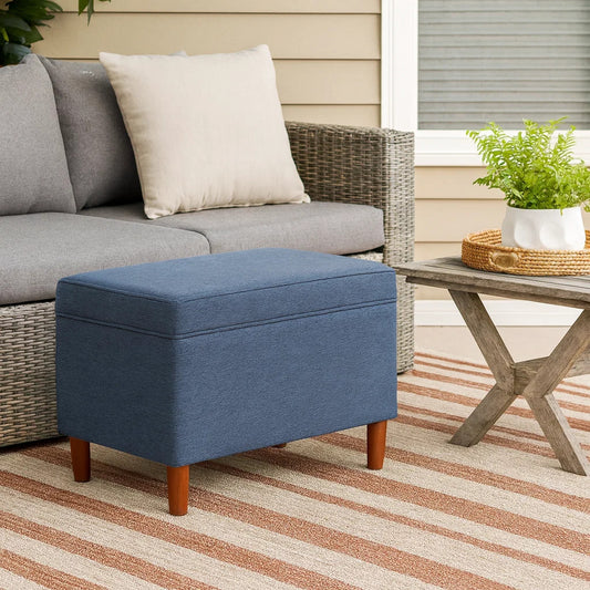Fero Storage Ottoman, 24in Rectangular Hinged Lid, Sage Green Velvet