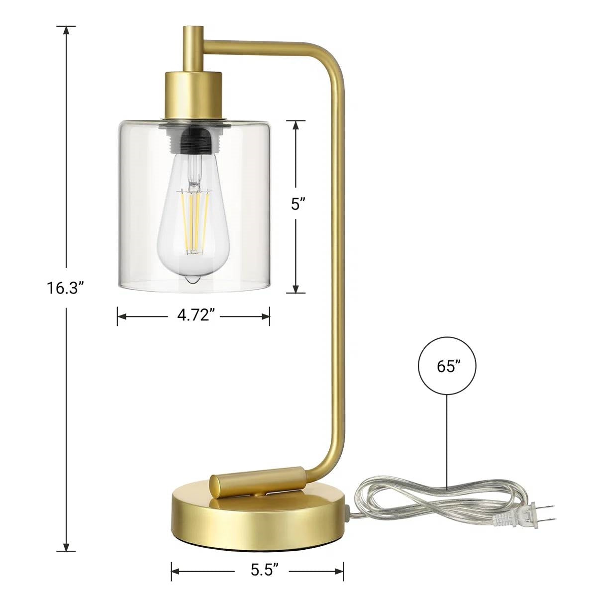 Set of 2 - Gold Farmhouse Bedside Table Lamp Desk Light with USB Charging Ports
