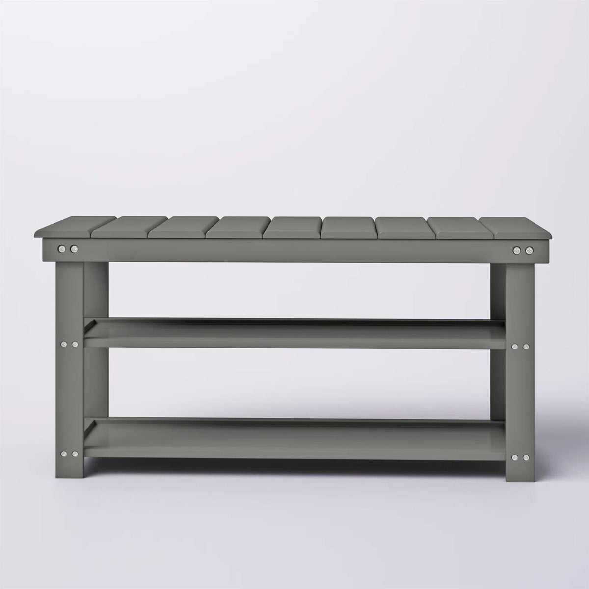 Wood 2-Shelf Shoe Rack Storage Bench For Entryway or Closet