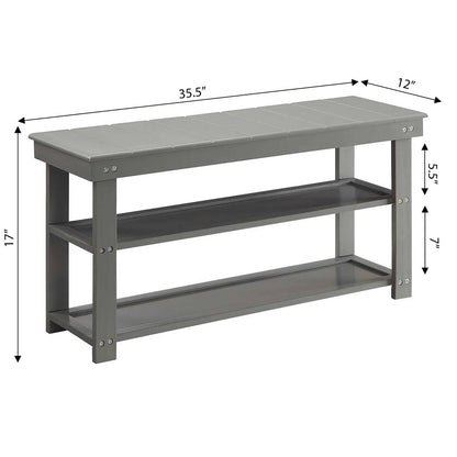 Wood 2-Shelf Shoe Rack Storage Bench For Entryway or Closet