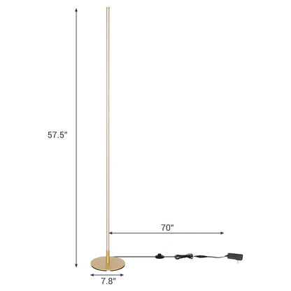 Gold Modern 57-inch Slim Bar-Shaped Dimmable LED Corner Floor Lamp