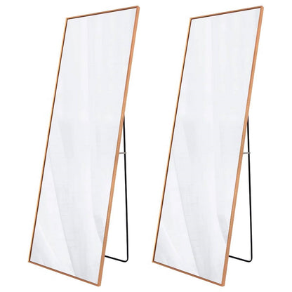 Set of 2 - Gold 65-inch Full Length Freestanding Floor Mirror with Stand
