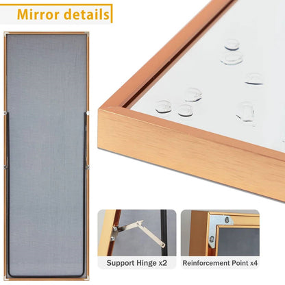 Set of 2 - Gold 65-inch Full Length Freestanding Floor Mirror with Stand