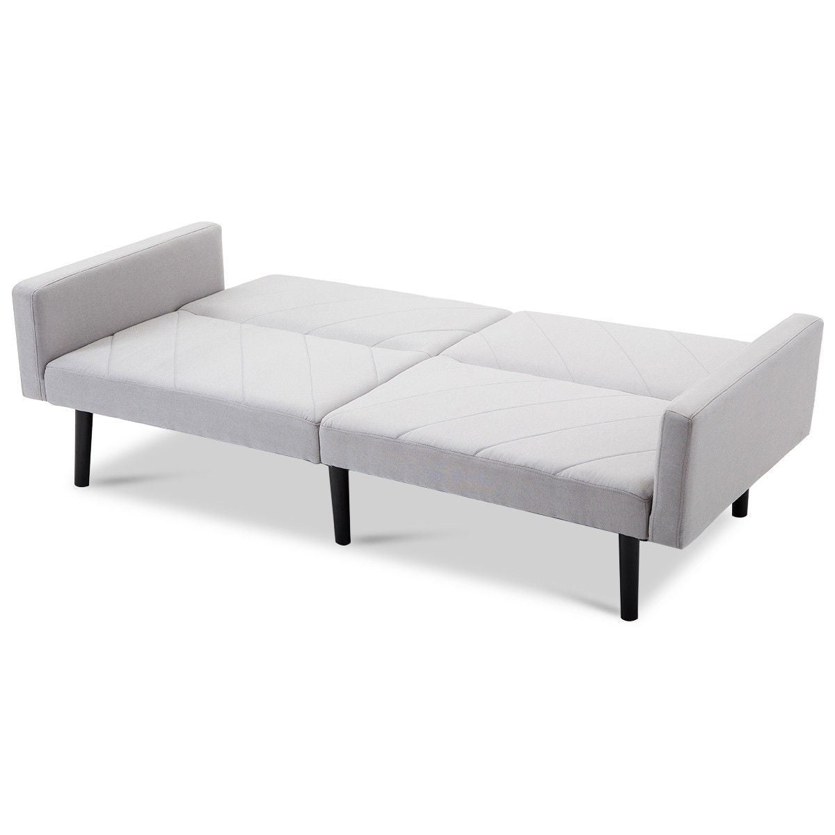 Modern Gray Linen Split-Back Futon Sofa Bed Couch
