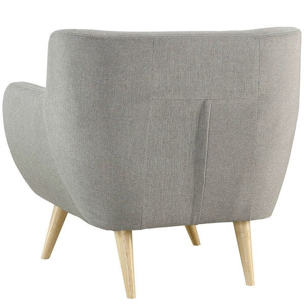 Gray Upholstered Mid-Century Style Armchair Accent Chair with Wood Legs