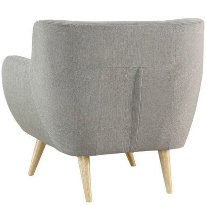 Gray Upholstered Mid-Century Style Armchair Accent Chair with Wood Legs