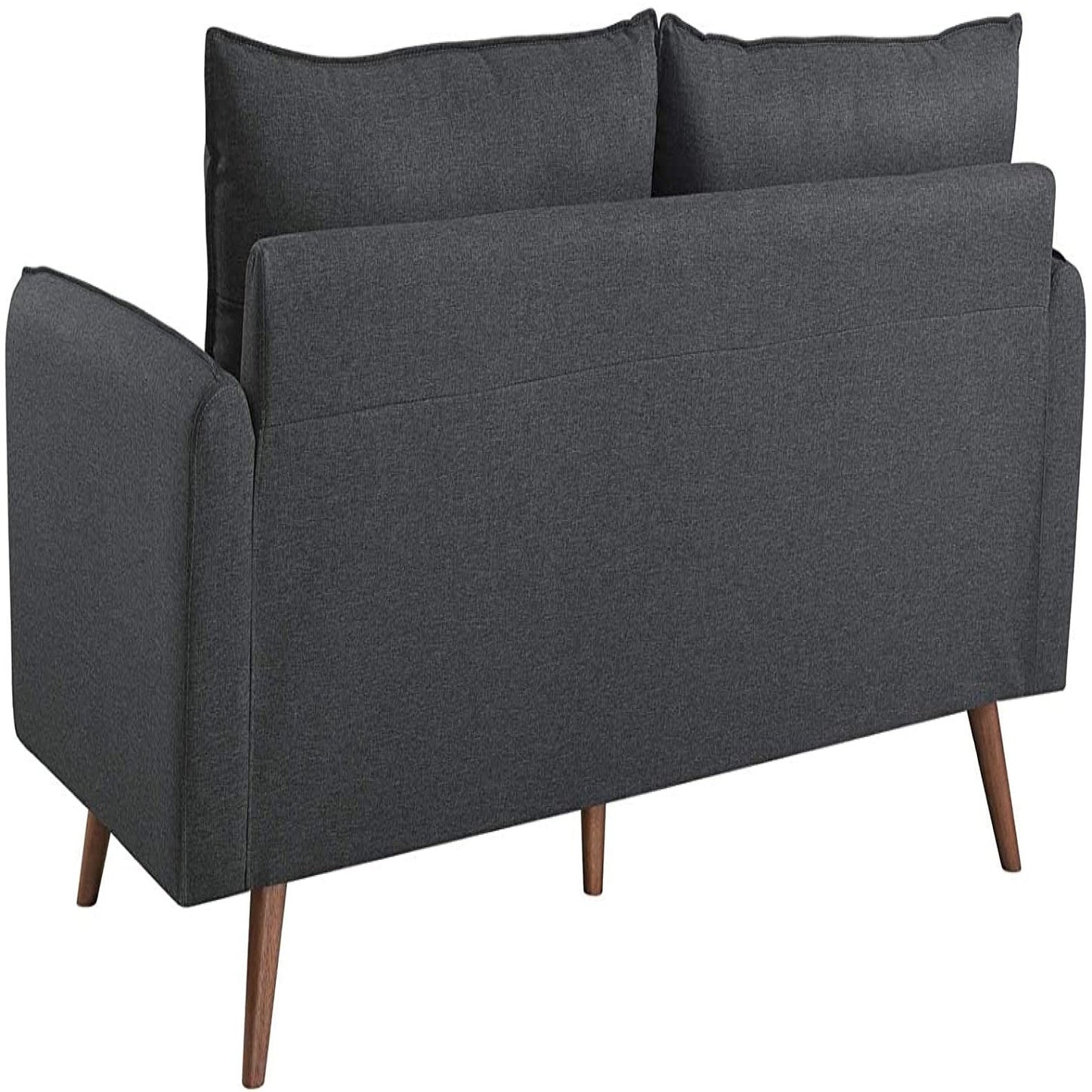 Modern Grey Fabric Upholstered Sofa with Mid-Century Style Wood Legs